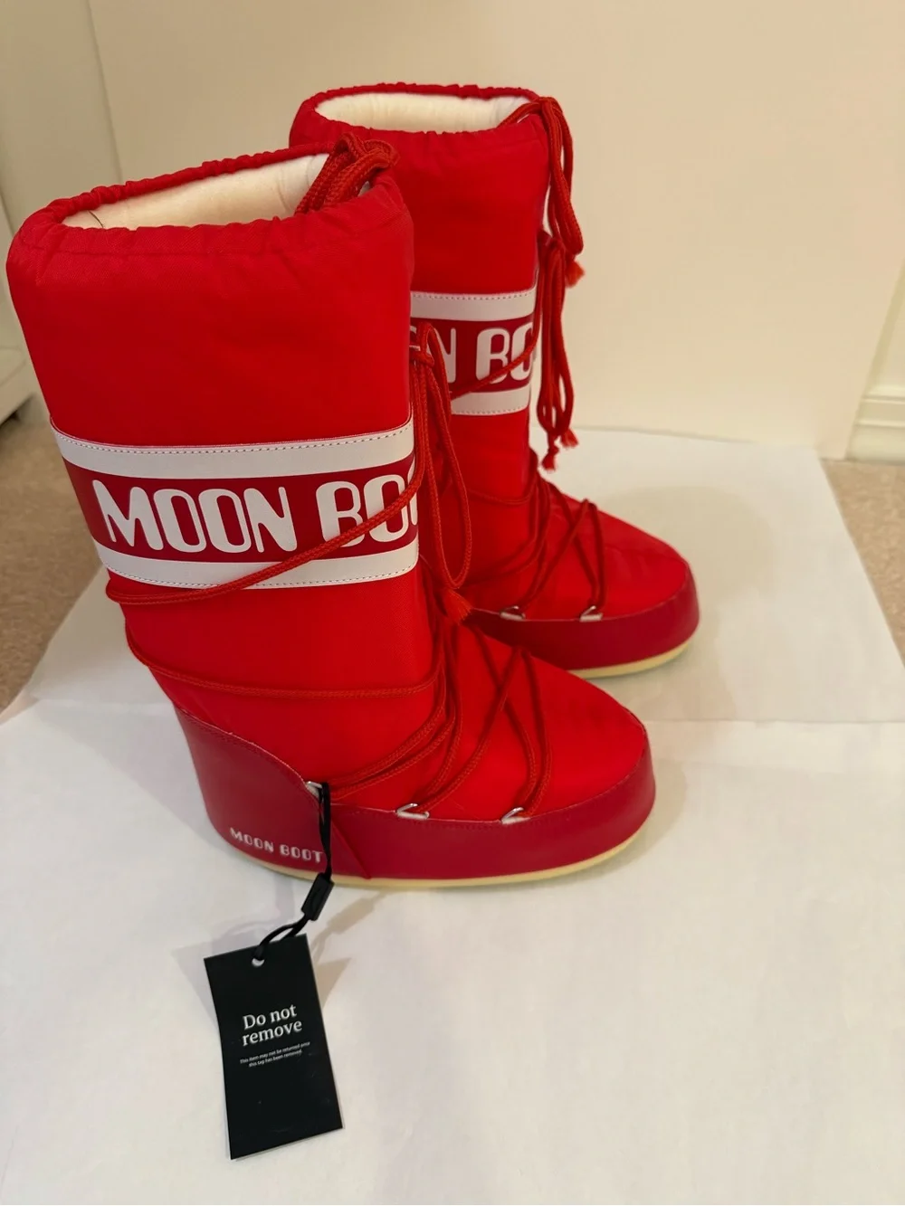 Moon Boot Red Women’s Winter Lace-Up Snow Boots